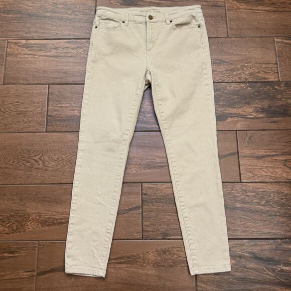 Michael Kors Jeans Women's Size 8 Khaki Denim Skinny Jeans Mid-Rise Stretch - Picture 2 of 8